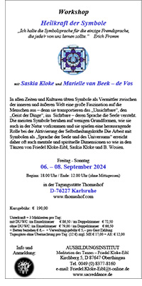 afbeelding van de flyer over het 'workshop Heilkraft der Symbole in Karlsruhe linkt naar de flyer